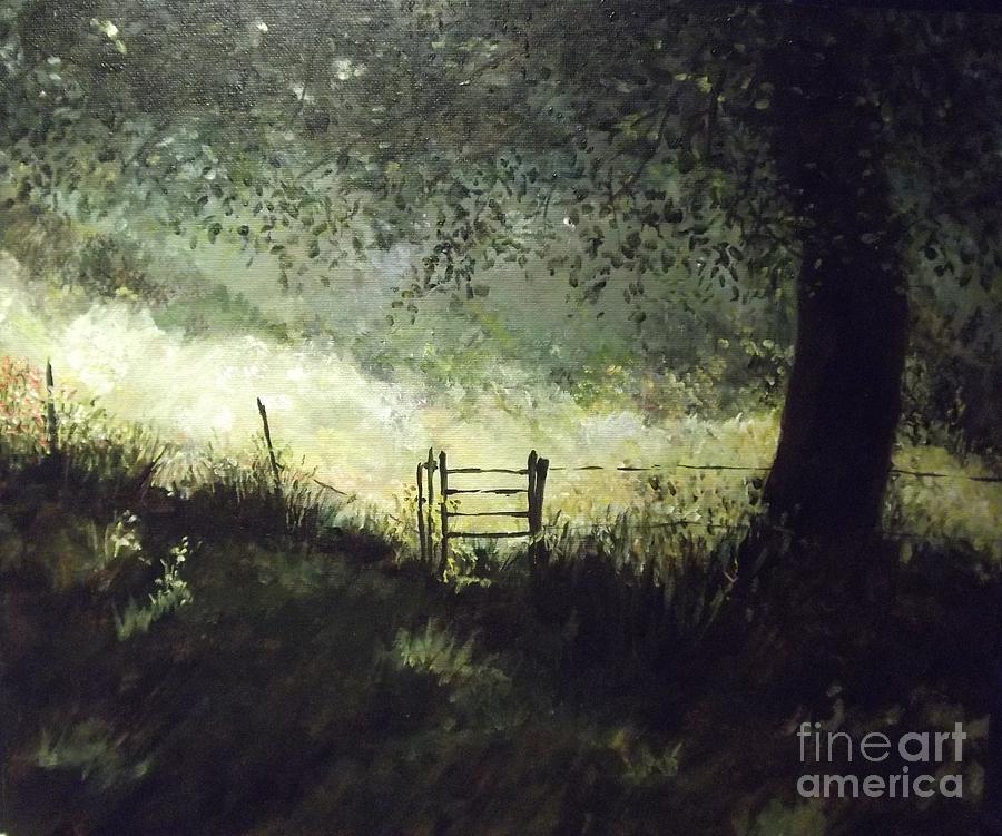 A shady Meadow Painting by Lizzy Forrester