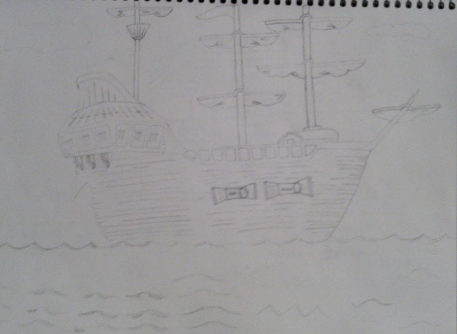 Ship Drawing - A Ship Sailing In The Sea by Miles The Artist