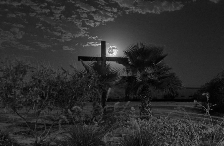 A Simple Wooden Cross In The Moonlight Photograph by Carl Deaville