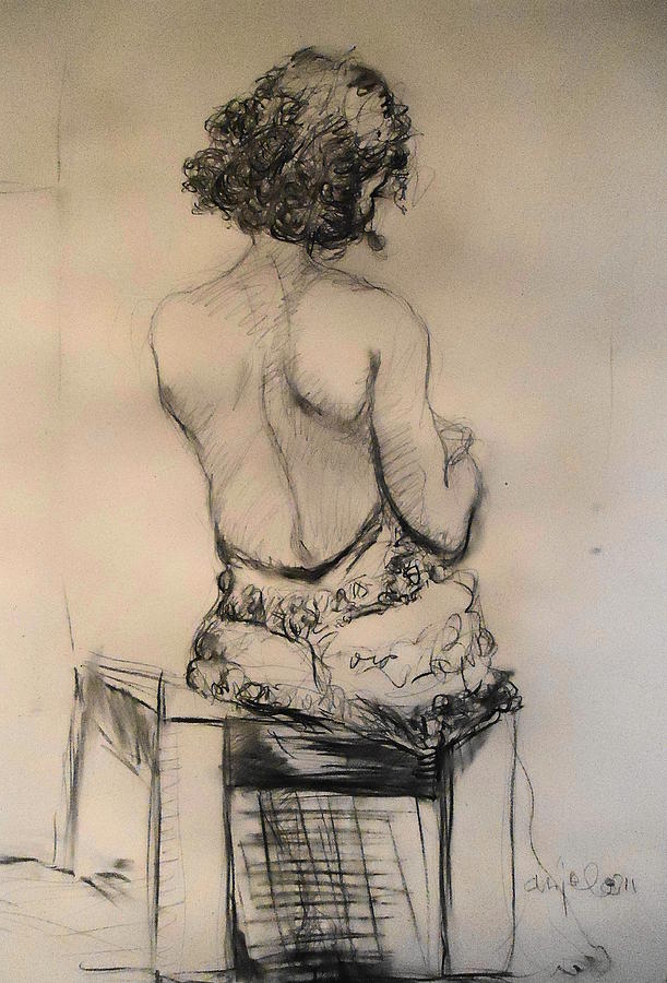 a slight of Ingres - innocence Drawing by Mykul Anjelo