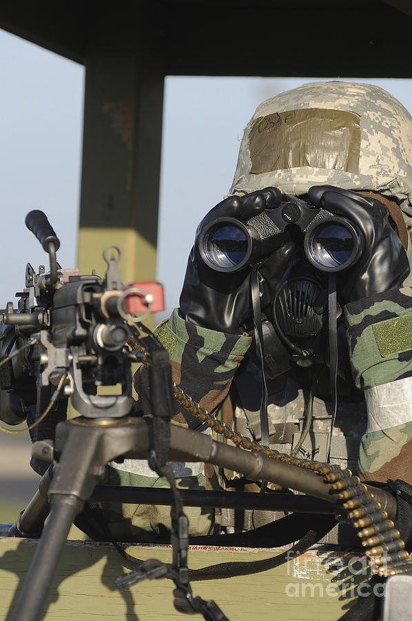 Binocular Photograph - A Soldier Looks Through Binoculars by Stocktrek Images