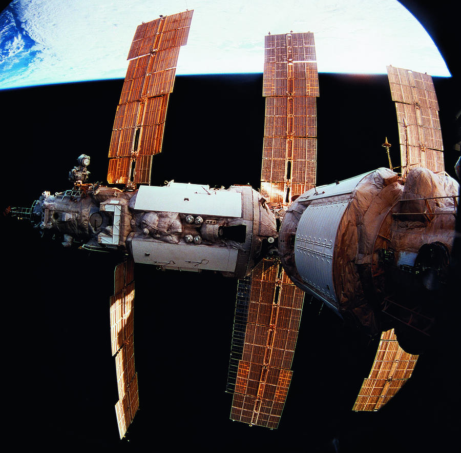 Space Photograph - A Space Station In Orbit Above The Earth by Stockbyte