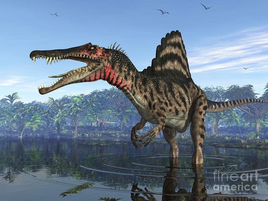 Nature Digital Art - A Spinosaurus Searches For Its Next by Walter Myers