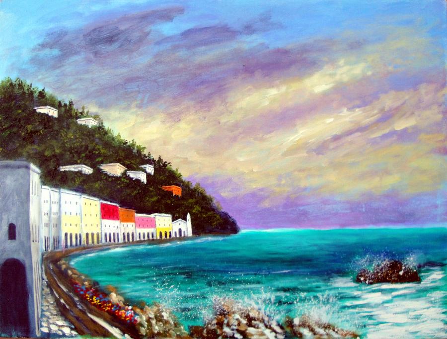 A Splash Of The Mediterranean  Painting by Larry Cirigliano