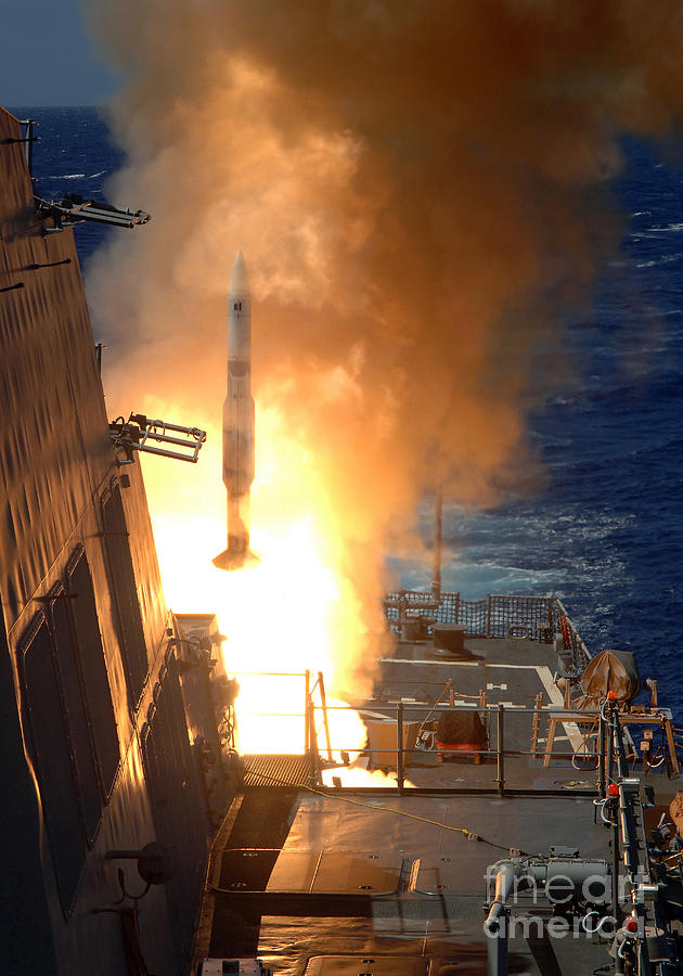 Vertical Photograph - A Standard Missile 2 Launches by Stocktrek Images