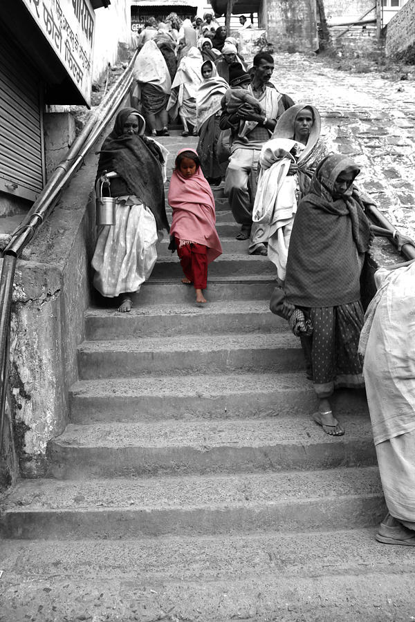 Children Photograph - A step at a time - Rishikesh - India by Amir Abbasi
