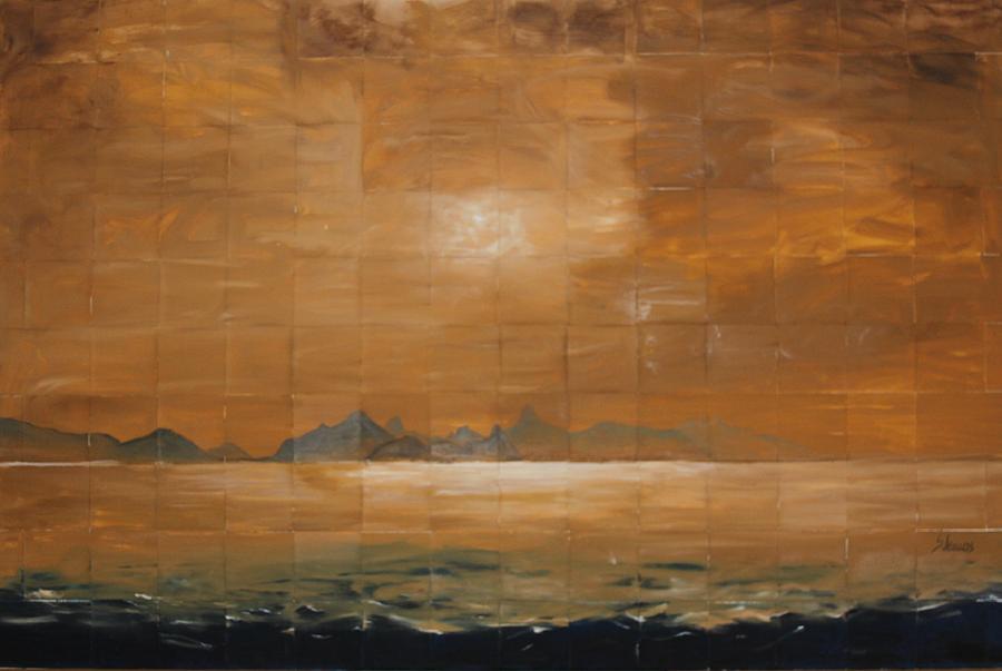 Beach Landscape Painting - A Sunset Mosaic - Rio de Janeiro by Silvia Lemos