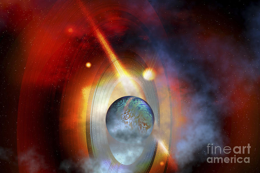 A Supernova Star Explodes Near A Ringed Digital Art by Corey Ford
