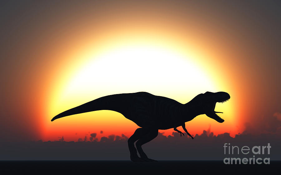 A T. Rex Silhouetted Digital Art by Mark Stevenson
