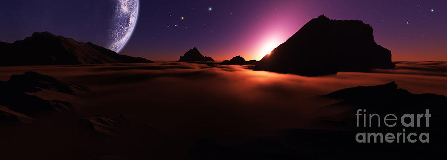 A View Of An Alien Sunset From High Digital Art