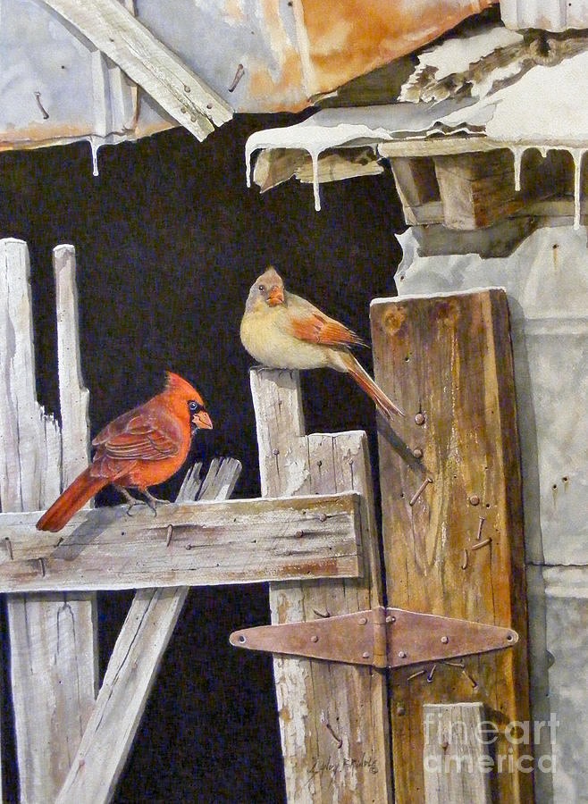 A visit to daddys barn  SOLD Painting by Sandy Brindle