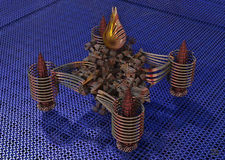 A Von Neumann Nanobot on the Substrate of an Integrated Circuit Digital Art by Manny Lorenzo