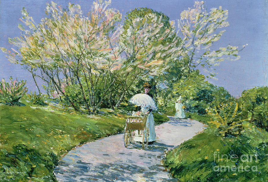 A Walk in the Park Painting by Childe Hassam
