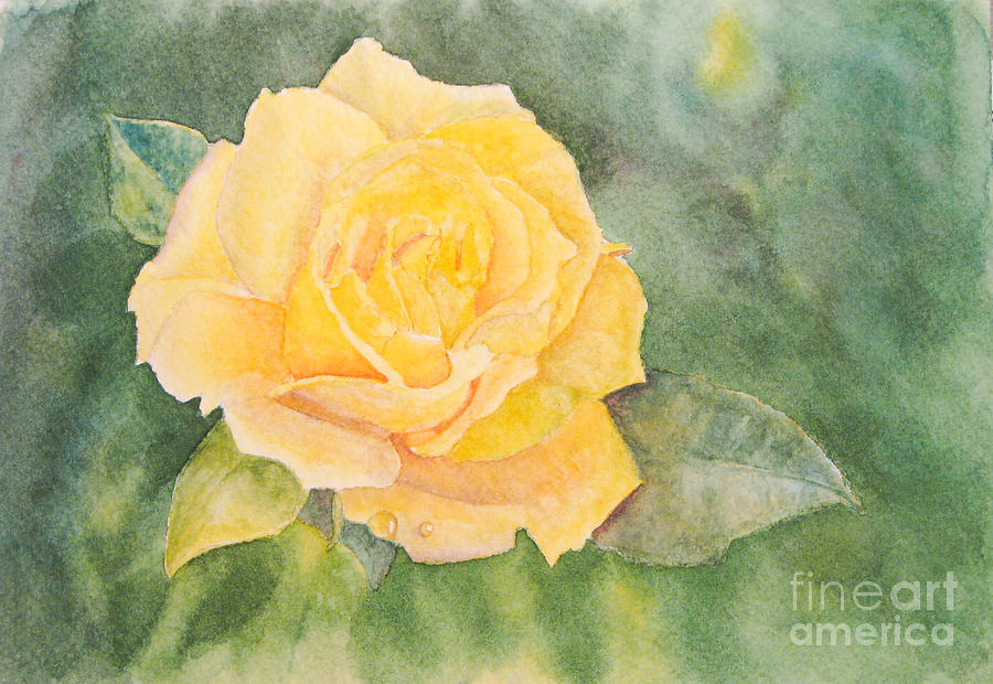A Yellow Rose Painting by Jean A Chang