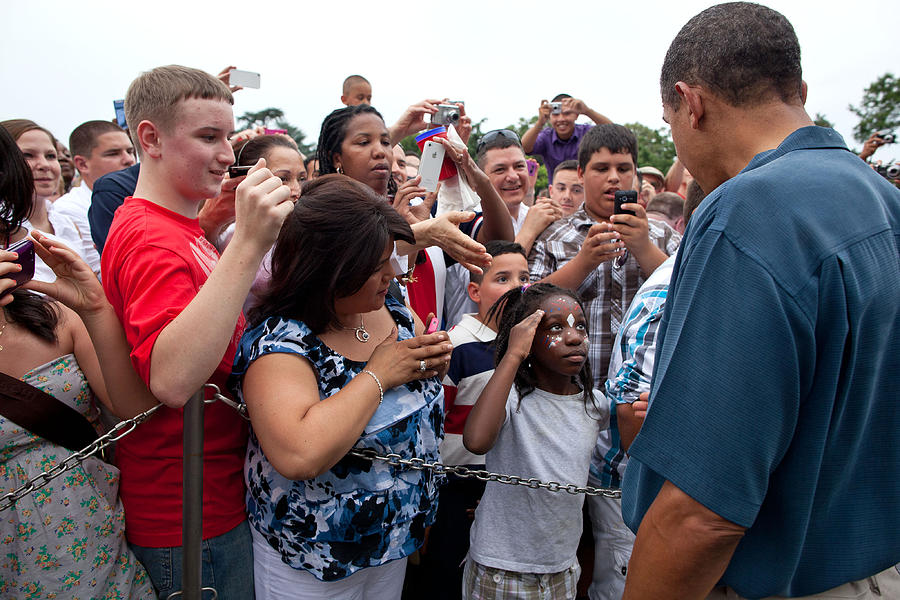 A Young Girl Salutes President Barack Photograph by Everett