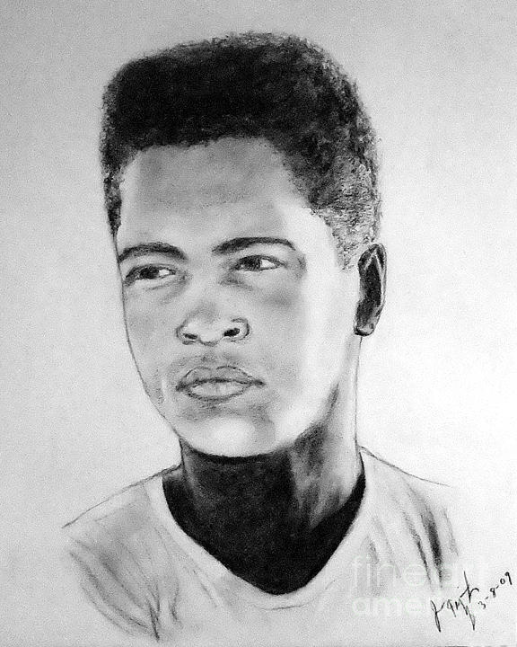 Portrait Drawing - A Young Muhammad Ali AKA Cassius Clay by Jim Fitzpatrick