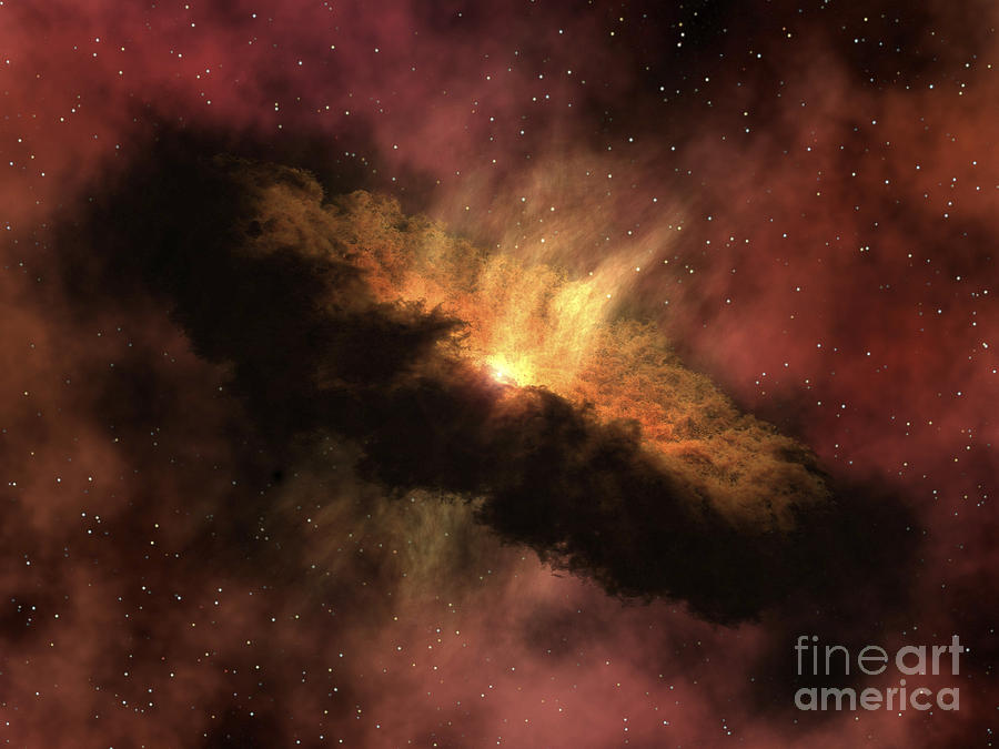 A Young Star Surrounded By A Dusty Photograph by Stocktrek Images