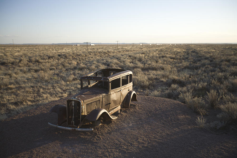 Abandoned Car On Route 66, Petrified Photograph by John Burcham