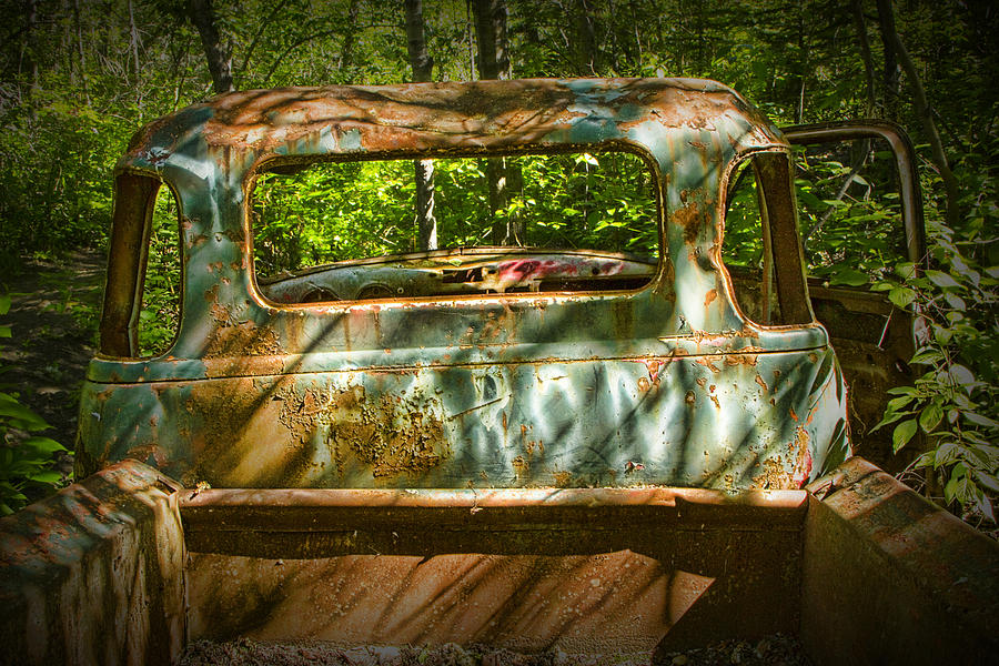 Vintage Photograph - Abandoned Vehicle in the woods No. 532.2 by Randall Nyhof