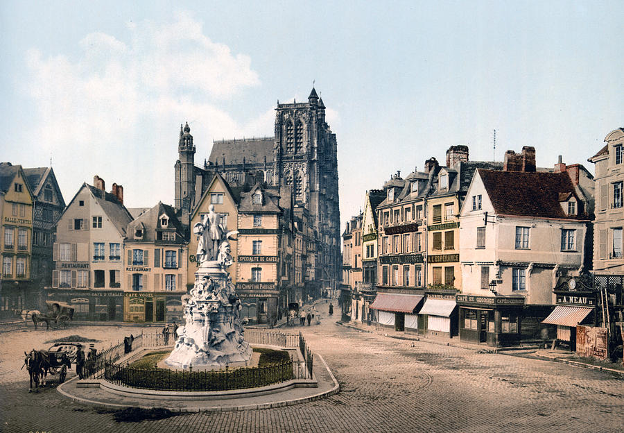 Abbeville - France -  St. Vulfran and square of Admiral Courbet Photograph by International  Images