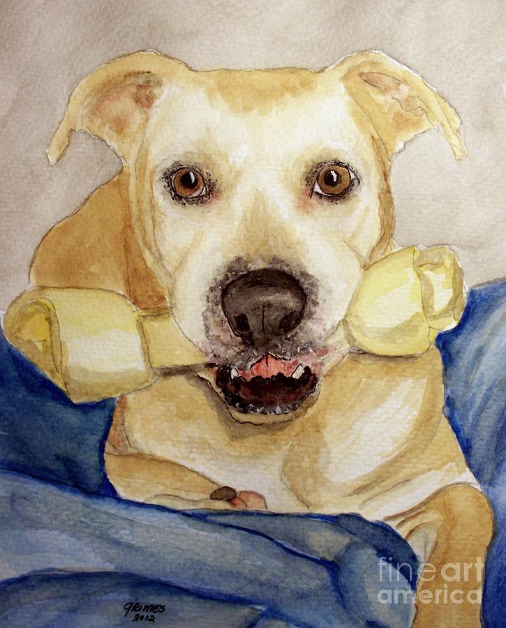 Abbey the Pitt Bull Painting by Carol Grimes