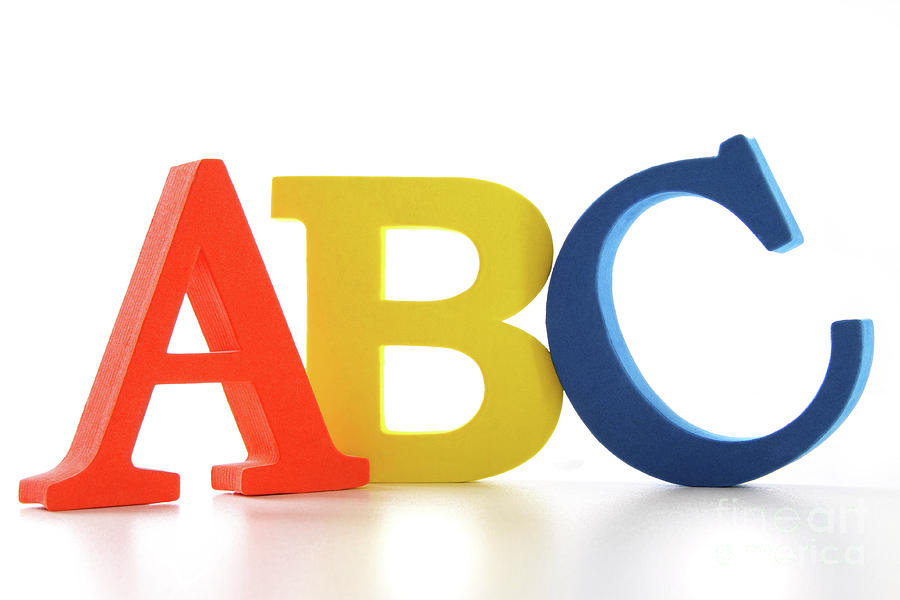 Toy Photograph - ABC letters on white  by Sandra Cunningham