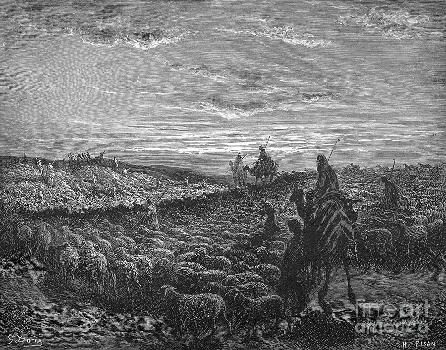 Abraham Entering Canaan Drawing by Gustave Dore Abraham Entering Canaan Drawing by Gustave Dore