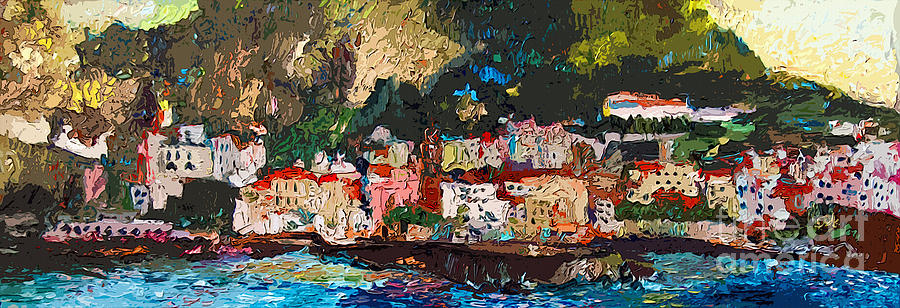 Abstract Amalfi Coast Panoramic Painting Painting by Ginette Callaway