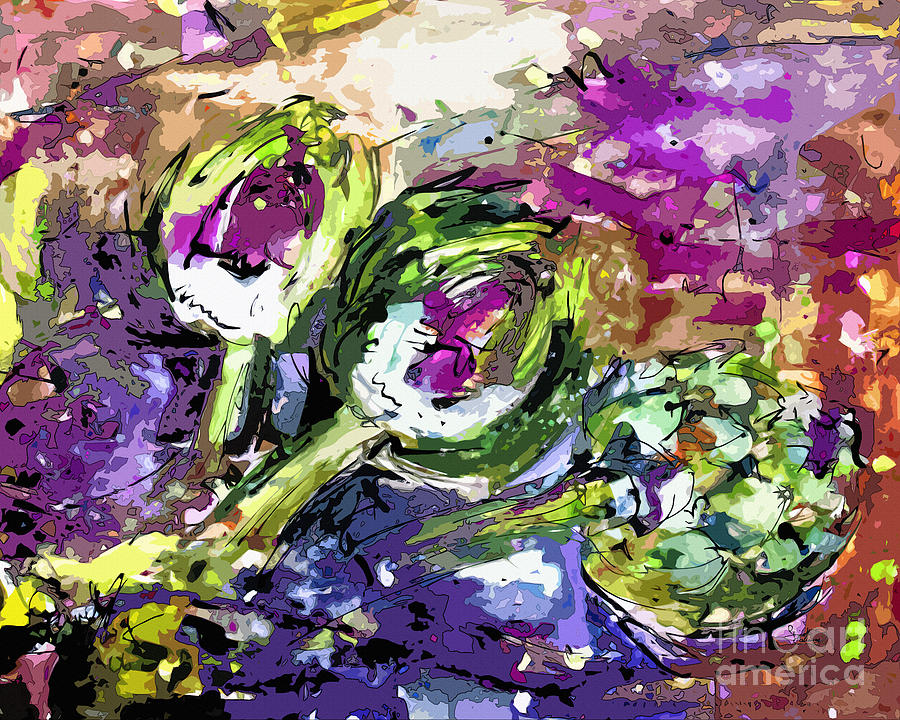 Abstract Artichoke Art by Ginette Painting by Ginette Callaway