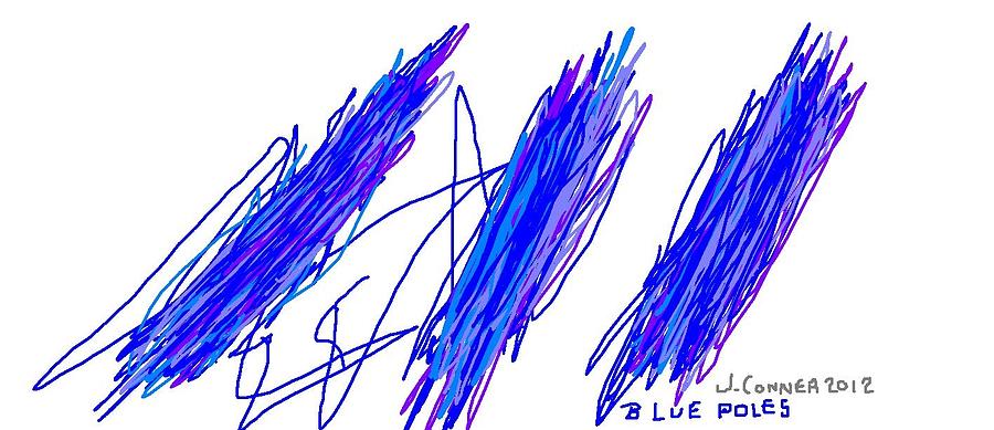Abstract Digital Art - Abstract Blue Poles 25 by Jerry Conner