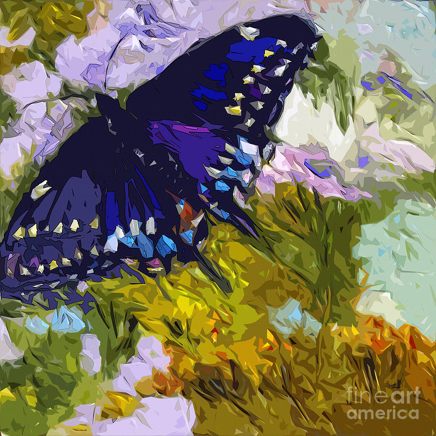 Abstract Butterfly Painting Black Swallowtail Painting by Ginette Callaway
