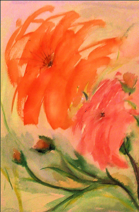 Abstract Dahlias Painting by Alethea M