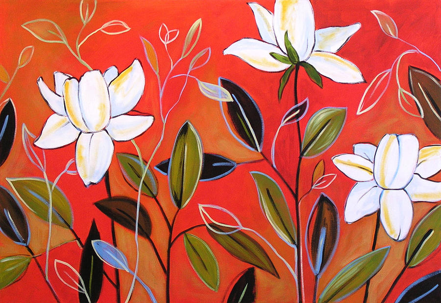 Abstract floral ... Three Flowers Painting by Amy Giacomelli