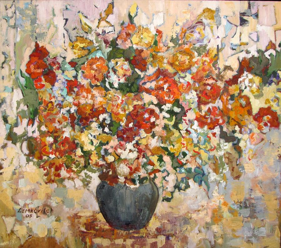 Abstract flowers Painting by Liubov Meshulam Lemkovitch