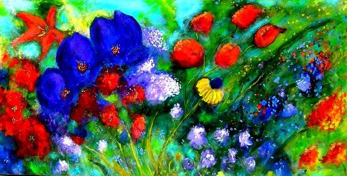 Abstract Flowers Painting by Marie-Line Vasseur