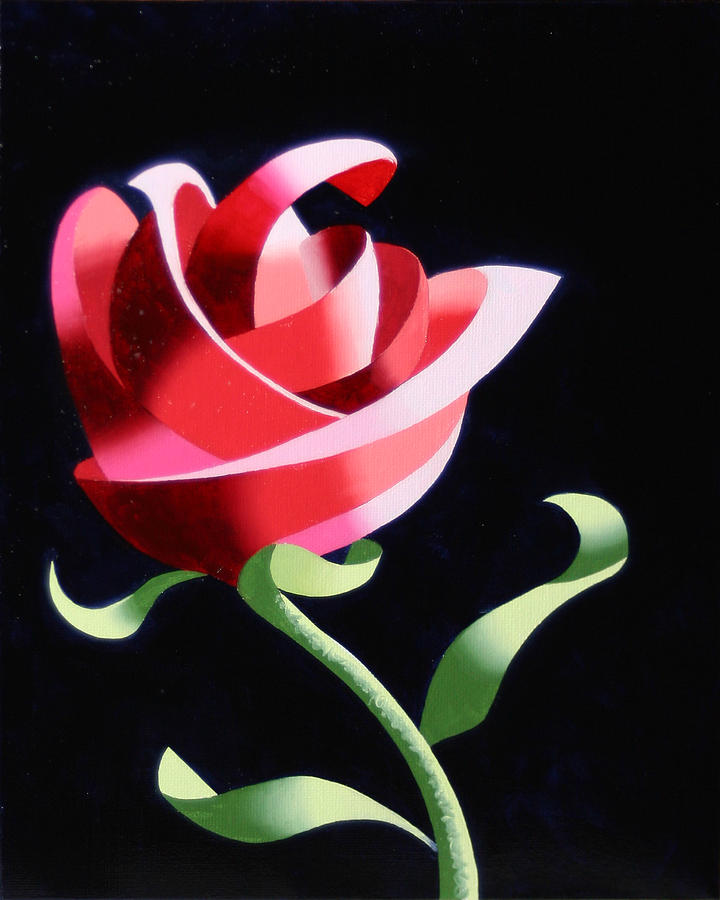Abstract Geometric Cubist Rose Oil Painting 1 Painting by Mark Webster