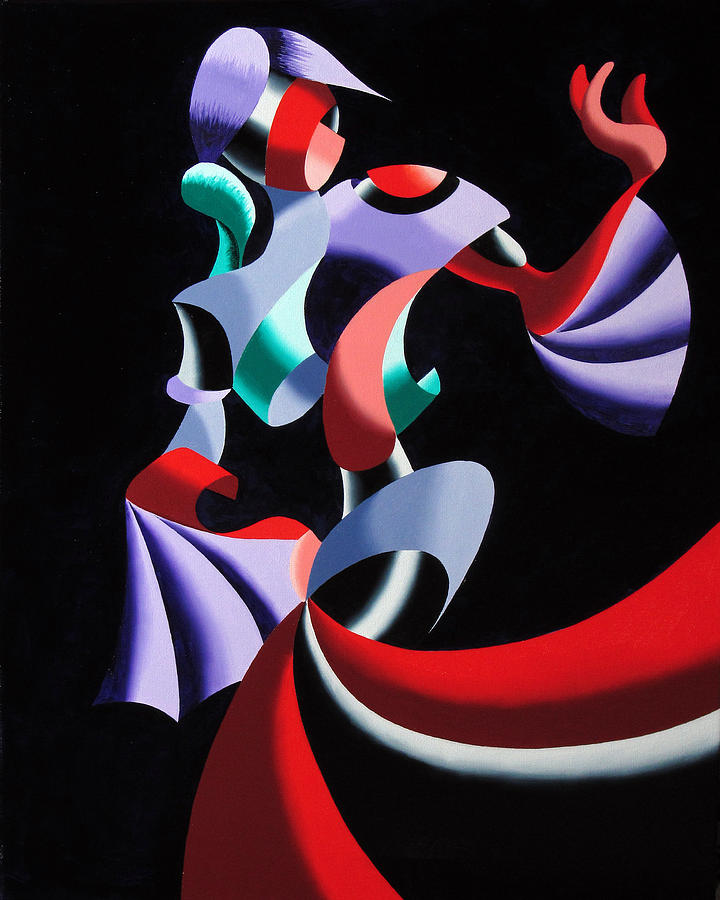 Abstract Geometric Futurist Figurative Oil Painting Painting by Mark Webster