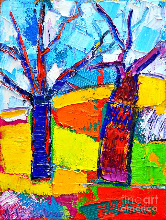 Abstract Landscape - Dancing Trees Painting by Ana Maria Edulescu