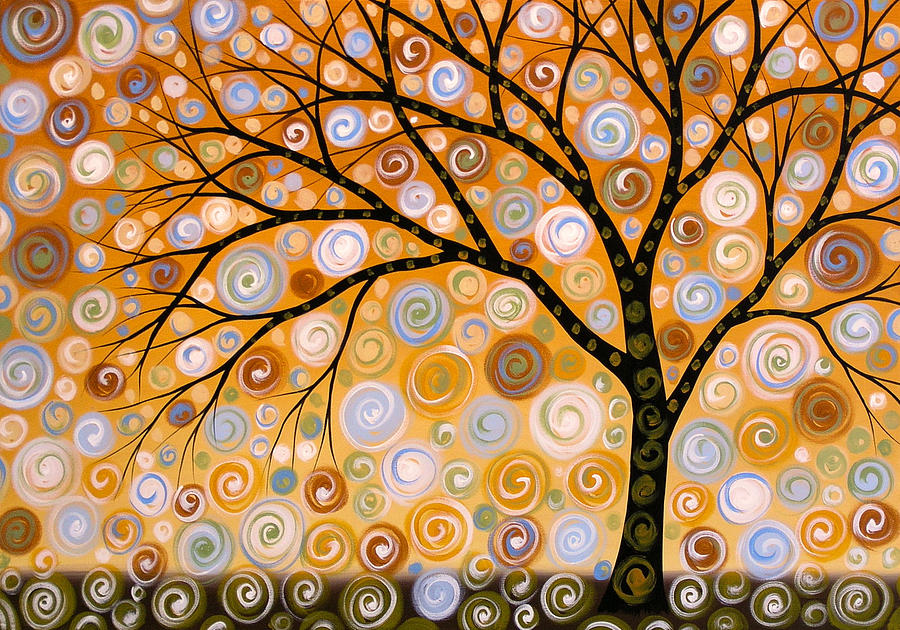 Abstract Modern Tree Landscape DREAMS OF GOLD by Amy Giacomelli Painting by Amy Giacomelli