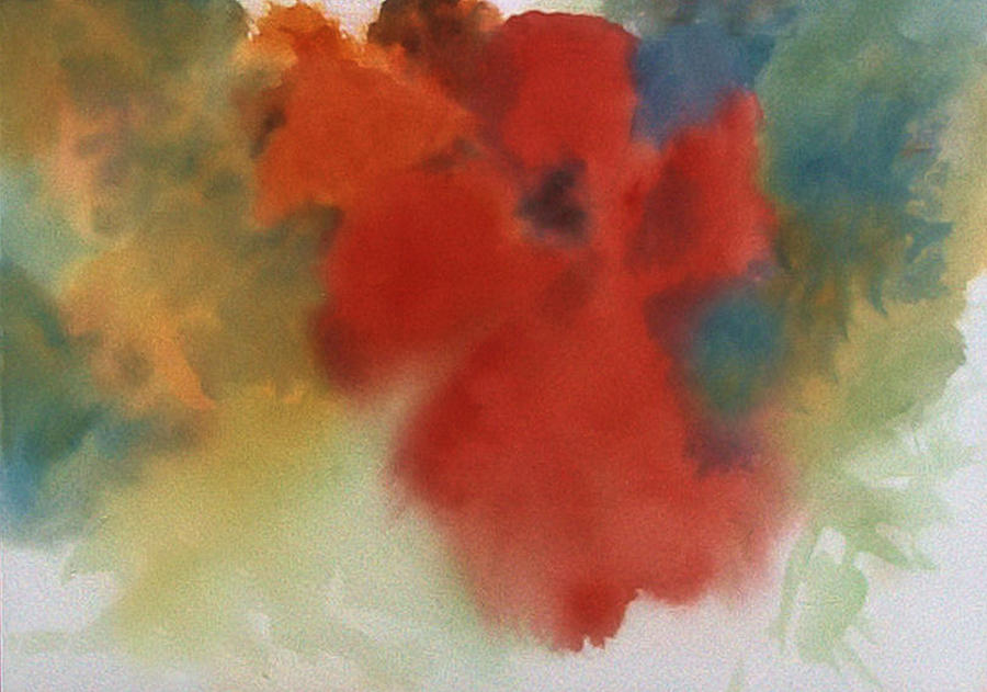Abstract Red Poppy Painting by Alethea M