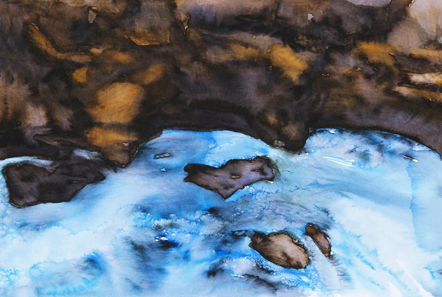 Abstract River Painting by Tara Thelen
