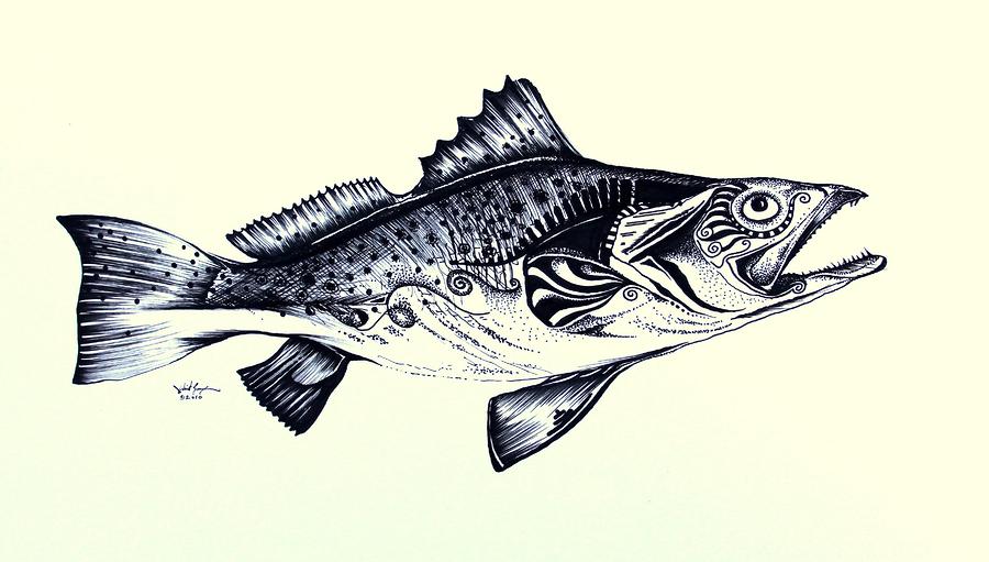 Abstract Speckled Trout Painting by J Vincent Scarpace