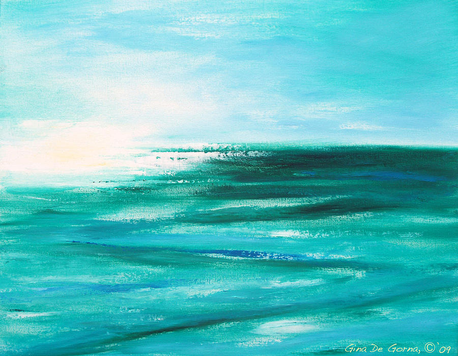 Abstract Sunset In Blue And Green 2 by Gina De Gorna