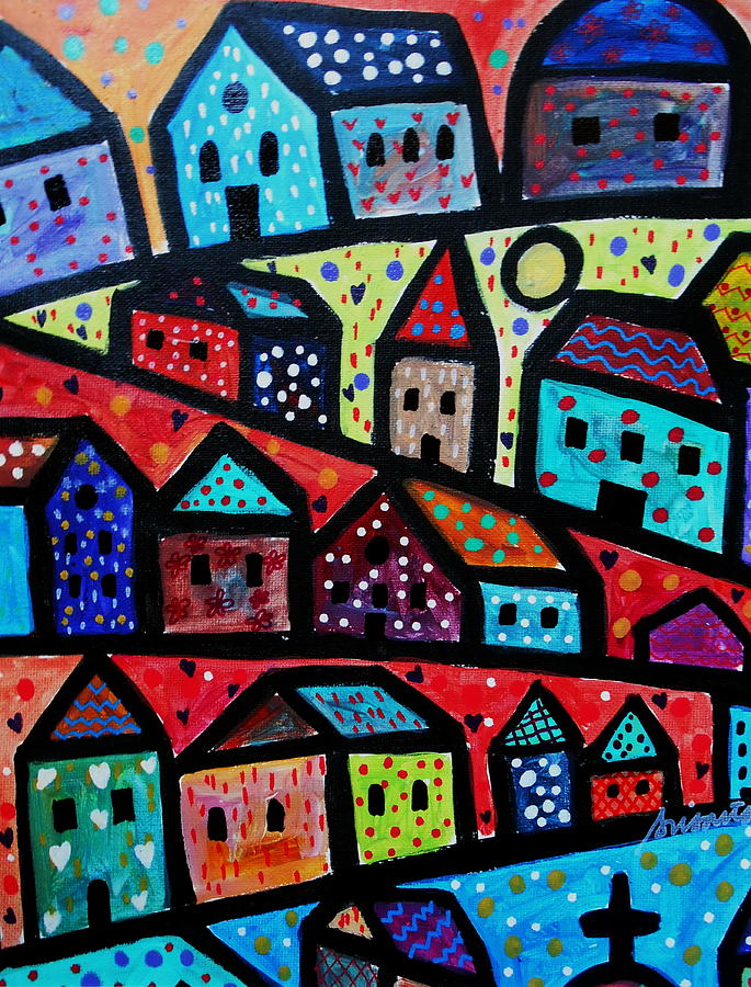 Abstract Town Painting by Pristine Cartera Turkus