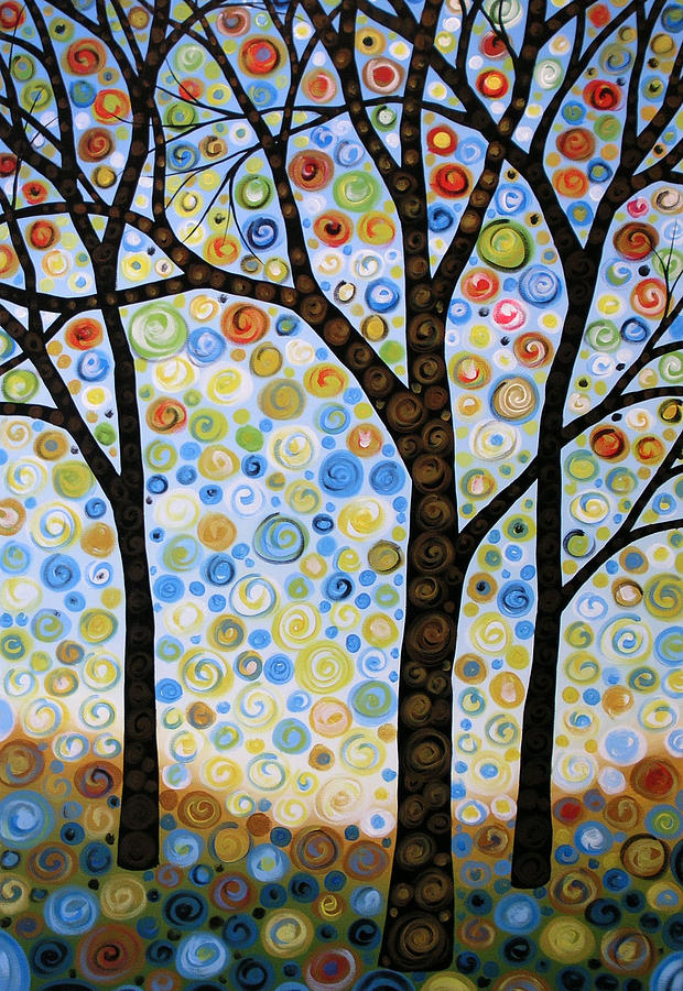 Abstract Tree Painting Lights In the Sky Painting by Amy Giacomelli