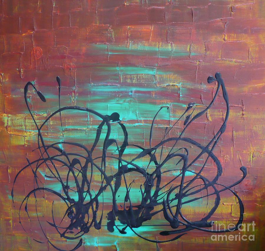 Abstract-Turquoise Painting by Monika Shepherdson