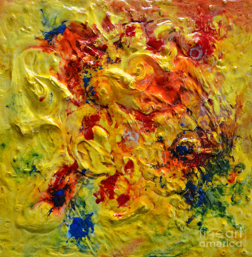 Abstract Painting - Abstract Yellow Swirls by Claire Bull