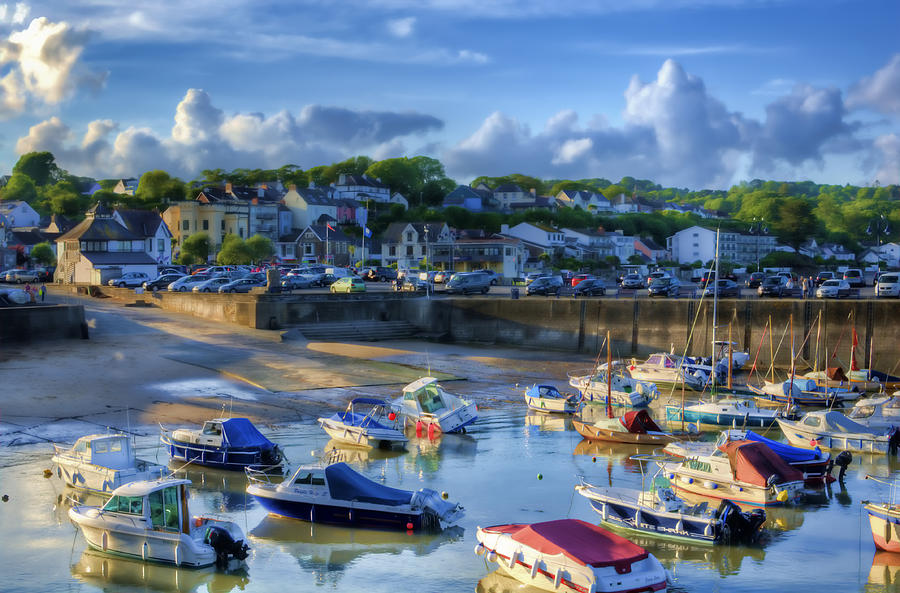 Across Saundersfoot Harbour Painted Photograph by Steve Purnell