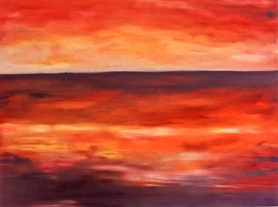 Sunset Painting - Across the Bay by Peter Edward Green 