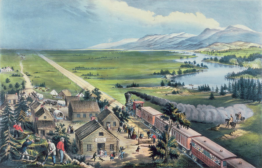 Train Painting - Across the Continent by Currier and Ives